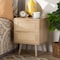 Baxton Studio Baird Mid-Century Modern Light Oak Brown Finished Wood and Rattan 2-Drawer Nightstand 176-11249-Zoro - alternate 6